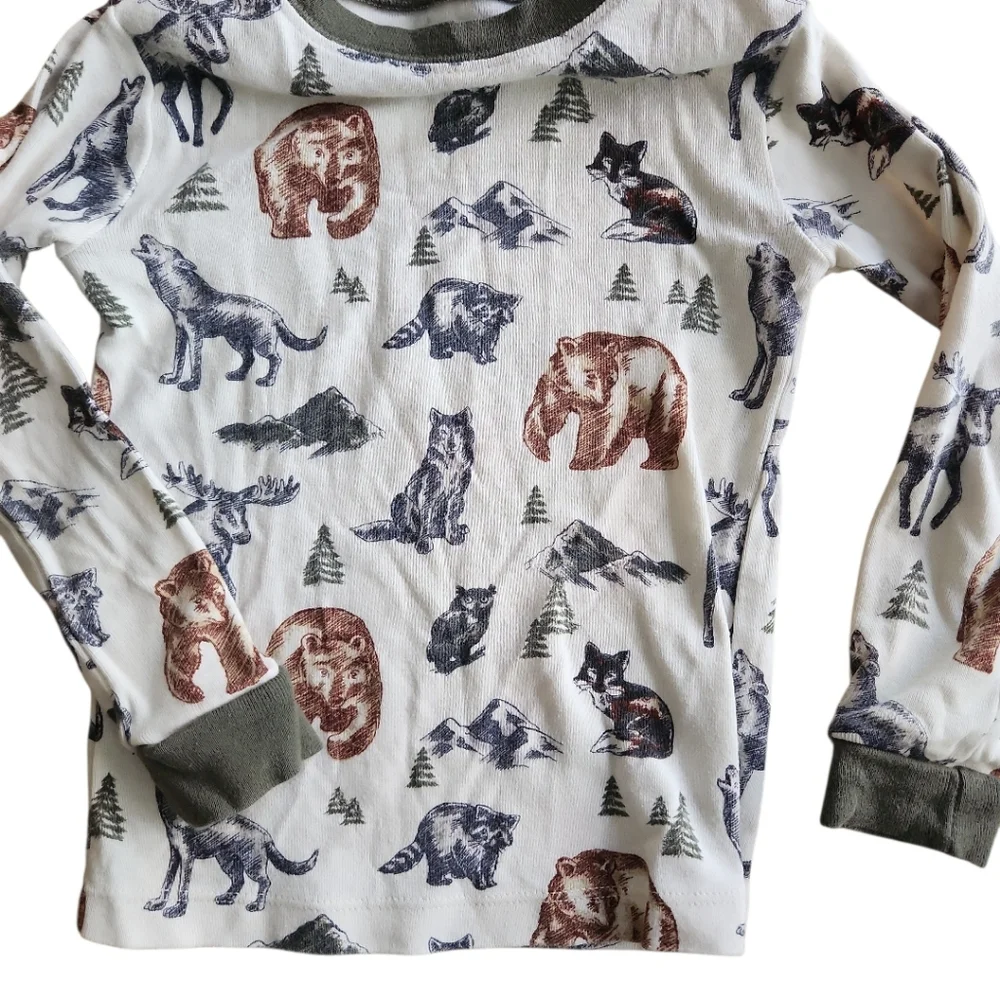 Boys Pajamas Bundle Size 2T Mix & Match Bears Moose Dinosaurs 5 Pcs VGUC